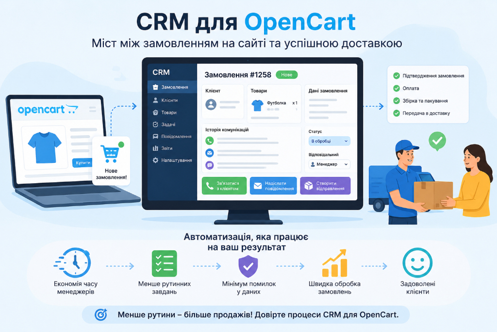 CRM для OpenCart: як автоматизувати обробку замовлень інтернет-магазину